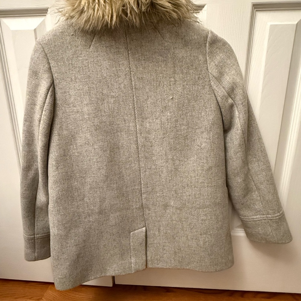 Crewcuts Gray will Pea Coat with Faux Fur Collar and cozy Sherpa lining - Picture 6 of 7